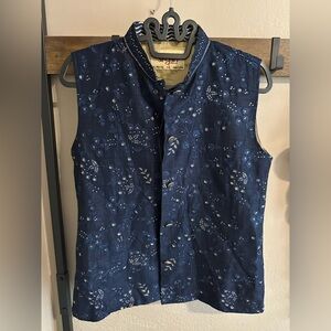 India Navy Blue Top Vest with Embroidery